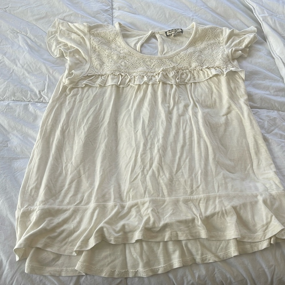 Eyeshadow Cream Ruffle Top
